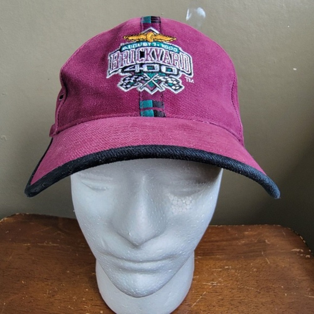 Vintage Brickyard 400 August 7, 1999 Adjustable Hat Cap Logo Athletic Burgundy